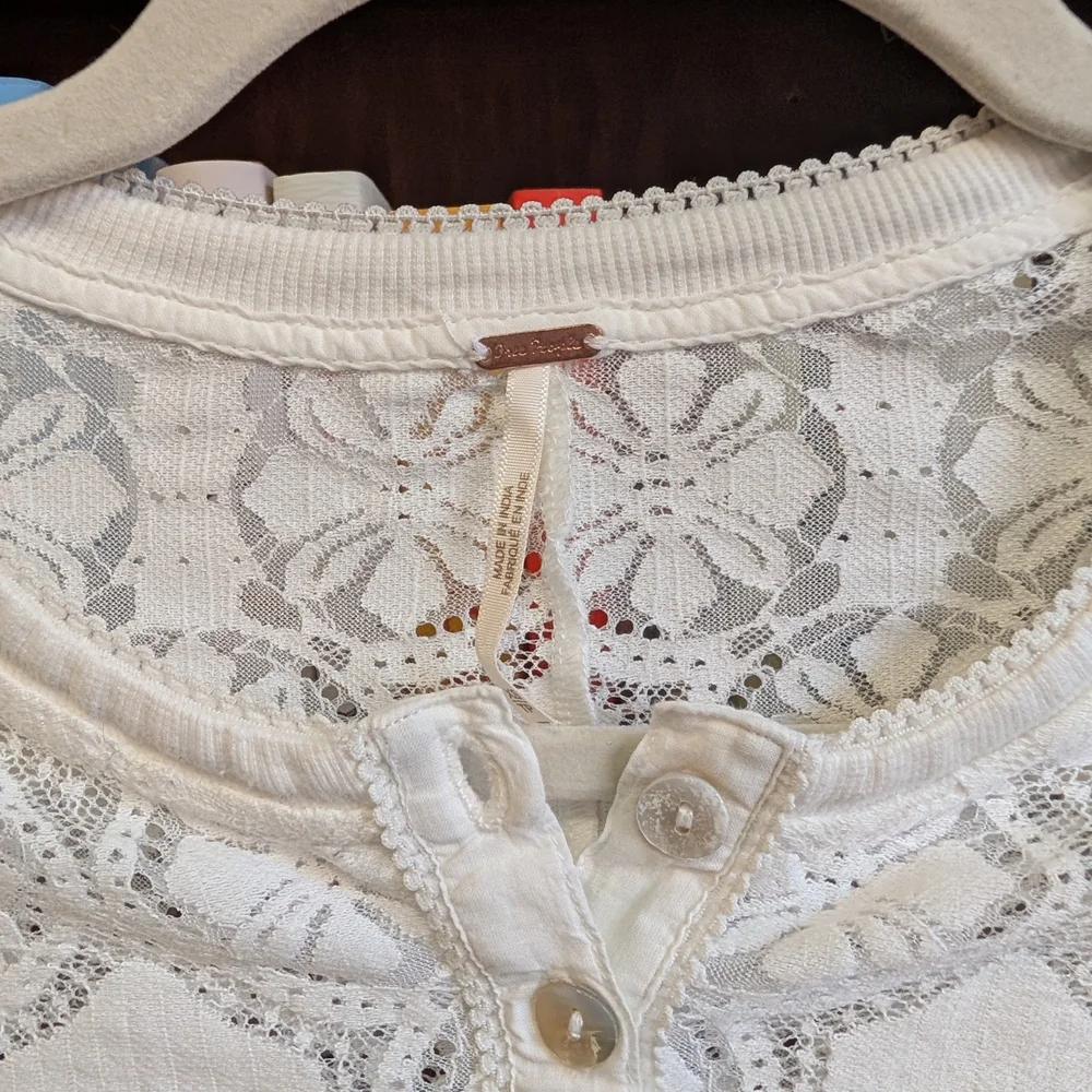 Elegant White Lace Button-Up Top
